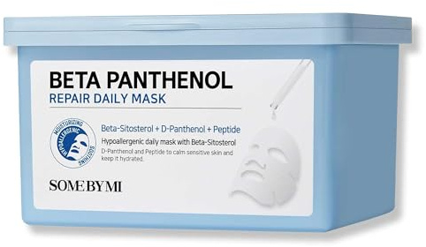 SOME BY MI Beta-Panthenol Repair Daily Mask 30 Sheets – Vegan Korean Skincare Sheet Mask with Panthenol – Strengthens Skin Barrier & Hydrates Sensitive Skin – Daily Moisturising Face Mask