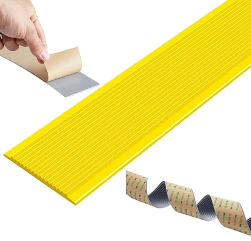 PVC Treppenkantenprofil Antirutsch-Profil Winkelprofil, Selbstklebender Treppenkantenschutz, Treppen-Winkelprofil Mit Rillen, Für Außen-und Innentreppen, Bodenprofil Ungelocht Zum Kleben(Yellow,1.8m/7