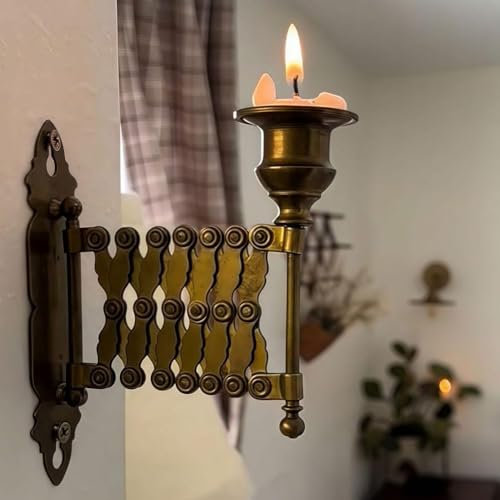 Ausziehbarer Kerzenhalter, Vintage-Kerzenhalter, Wandkerzenhalter, antikes Klavier-Kerzenständer, antikes Messing, Kerzenständer, Akkordeonleuchter für Wohnzimmer, Kamin-Dekoration, 1 Stück