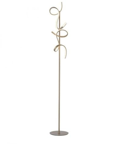 Licht-Erlebnisse LED Stehleuchte Metall in Messing matt Büro Wohnzimmer 156 cm 3000 K warmweiß dimmbar geschwungen dekorative Stehlampe Schlafzimmer TIRWIN