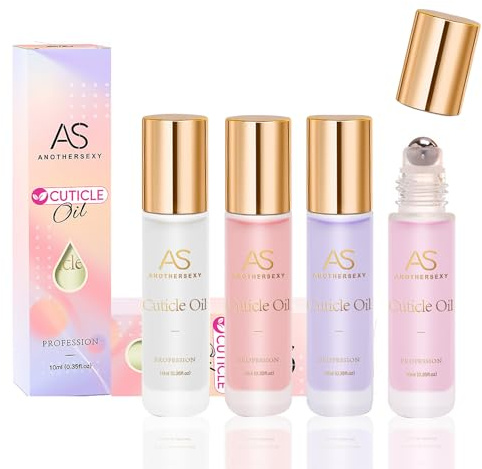 MKNZOME Aceite para Cutículas, 4 Unidades de Tratamiento Roll-on, Aceite Hidratante y Nutritivo en Barra para Cutículas, Set para el Cuidado de Cutículas y la Reparación de Uñas Agrietadas y Secas