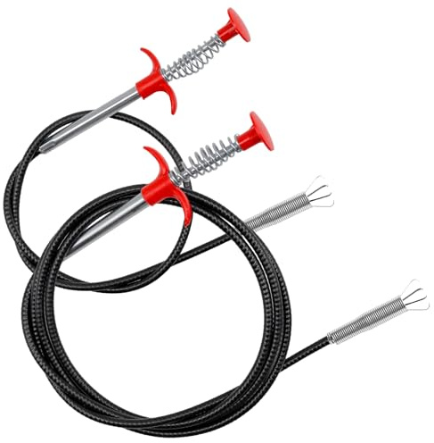 FORYNXHWIN 2 herramientas flexibles para desatascar el drenaje, limpiador de tuberías retráctil de 160 cm y 200 cm con agarrador de garras, removedor de obstrucciones de pelo para fregadero de cocina