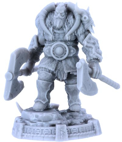 Thane Eboncry - Miniatura dell'eroe vichingo dei discendenti di Tyr | Modello in resina in scala 32 mm | Guerriero a doppia ascia | Miniature con licenza Daybreak | Figura non verniciata per giochi di