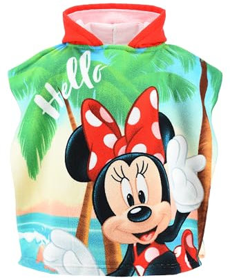 Disney Minnie Mouse Toalla con Capucha para Niñas, Toalla de Playa, Toalla de Baño, Poncho Toalla para Niñas, Toalla Natación Infantil