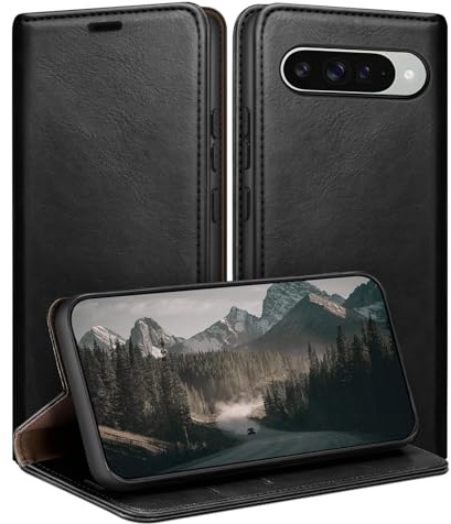HUOUH for Google Pixel 10/Pixel 10 Pro 6.3 Wallet case with RFID Blocking PU Leather,Flip Folio Book covers,Credit Card Holder Shockproof Phone case Women Men for Pixel 10 case Black