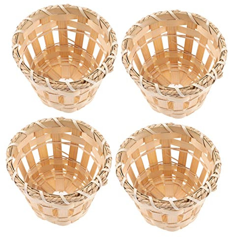 SHINEOFI 3 Sätze Kleiner Lampenschirm Aus Bambus Mini-lampenschirm Aus Rattan Korbleuchten Decke Drinnen Modern Stock Natur Lampenschatten Für Deckenlicht Trommel Lampenschirm 4 Stück * 3