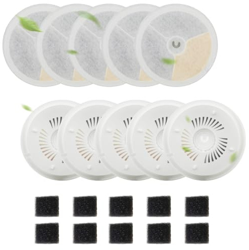 Set med 10 filter för kattfontäner och 10 pumpar kompatibla med Petkit Eversweet Solo SE/Solo 2/3 Pro/3/2s ersättningsfilter med fyrfaldigt filtersystem 3,0