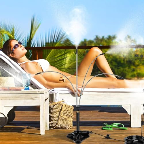 Sistema de refrigeración por nebulización en pie, nebulizador flexible con tubo de 8 m para terraza al aire libre, niebla portátil para barbacoa al aire libre, piscina, refrigeración de