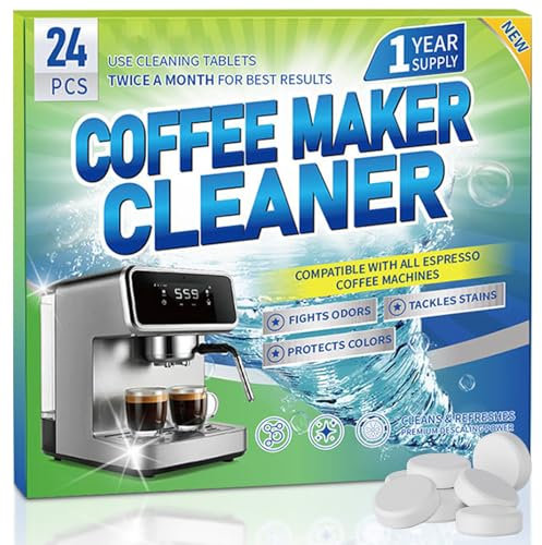 Coffee Machine Descaler-Coffee Machine Cleaner (24pcs) - Suitable for Nespresso, Tassimo, Melitta, Delonghi, Miele,Effectively Cleans & Descales Drip Coffee Makers & Espresso Machines for Opt