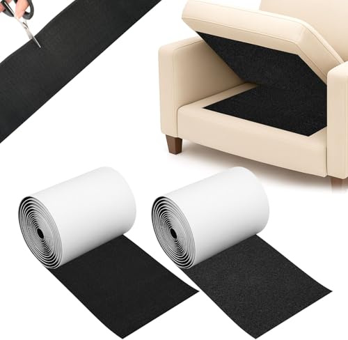 Hook and Loop Tape Self-Adhesive, 10cm X 3m Non Slip Couch Cushion and Rug Gripper, Nylon Rolled Sticky Pads Tape to Keep Sofa Cushions, Rugs, and Seat Pads in Place (10CM*3M)
