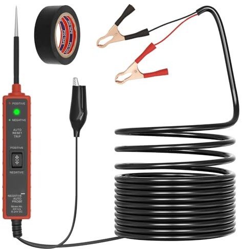 Funktionsprüflampe Kfz Stromkreistester Stromprüfer 6-24V mit ca. 4,8 m Kabel DC- Power Short Circuit Probe Tester Polaritätstester prüflampe kfz Durchagngsprüfer Power Circuit Probe Tester