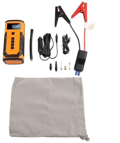 Démarreur de voiture 8000 mAh 12 V avec gonfleur de pneu portable 150 PSI Pompe à air multifonction Alimentation d'urgence