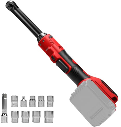 3/8 Cordless Ratchet Wrench for Milwaukee 18V Battery, 75 ft-lbs 500RPM, Brushless Motor, 8 Sockets -10/11/12/13/14/15/16/17mm, Tool Only