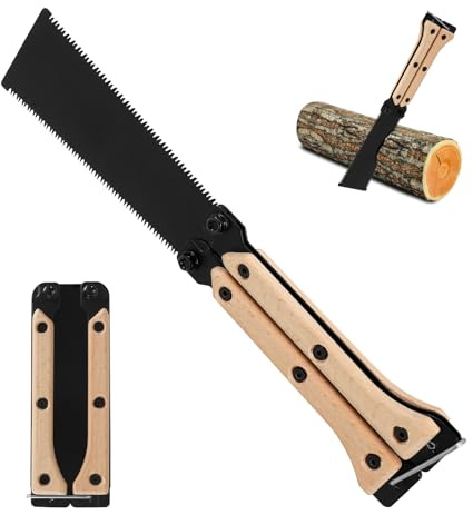 Hand Saw 120mm/4.7 Inch Japanese Folding Pruning Saw 13/14 TPI Double Edges 3 Side Grinding Gear SK5 Blade Wood Flush Cut Saws for Camping Woodworking & DIY