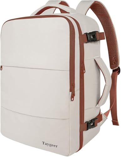 Taygeer Ryanair Handgepäck 40x30x20, Handgepäck Rucksack Ryanair Rucksack | Reiserucksack Herren Damen 24L, Handgepäck Rucksack Flugzeug mit 15,6 Zoll, Business, Uni, Reisen, leicht, Sandfarben