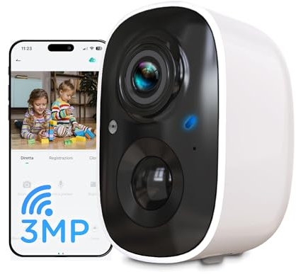 Atlantis Volta Pro 3MP trådlös Wi-Fi-kamera, uppladdningsbart batteri, IR/Led-nattsyn, IP65, 2-vägsljud, PIR-rörelsedetektionssensor, Micro SD-plats, APP, push-meddelanden, moln