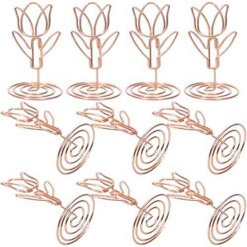 TOMETURE Portatarjetas de Mesa Tipo Tulipán de Hierro, Ligero y Fácil de Transportar, 10 Piezas para Bodas y Aniversarios Diseño Floral Elegante