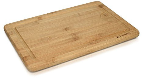 Navaris Bambus Schneidebrett Brettchen XL - 35x23,5x1,8cm Küchenbrett messerschonend mit Saftrille - Küchen Holz Brett - Holzbrettchen Arbeitsplatte