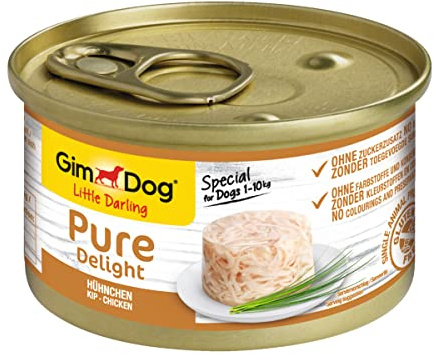 GimDog Pure Delight, pollo - Snack para perros rico en proteínas, con carne tierna en deliciosa gelatina - 12 latas (12 x 85 g)