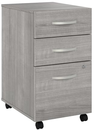 Bush Business Furniture Echo 3 Drawer Mobile File Cabinet in Gray Sand, Portable Document Storage Solution for Home and Professional Office