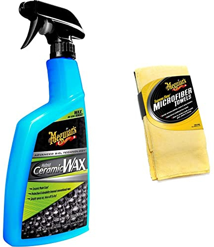 Meguiar's G190526EU Hybrid Ceramic Wax, Cera ibrida ceramica, 709ml & X2020EU Panno Microfibra Supreme Set 3 pz, Confezione da 3
