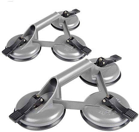EXLECO 2 Pcs Ventosa per Vetro Ventosa Tre Sottovuoto per Sollevamento Max. 120kg Grigio