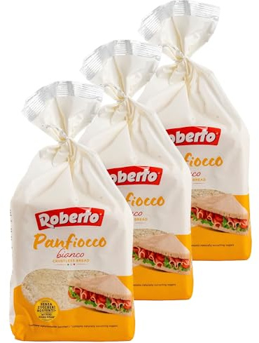 Roberto - 3er Pack Original italienisches Tramezzini Weißbrot mit Olivenöl - Weissbrot Tramezzone (Toast ohne Rand, Rinde) in 400 g Packung