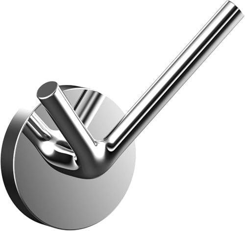 Emco Gancio rotondo da parete, doppio gancio, facile da pulire, in alluminio, con 2 ganci, elegante gancio per asciugamani a vite, cromato