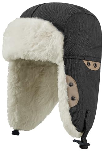 CLAPE Wintermütze mit Ohrenklappen Warme Schneedichte Fliegermütze Kunstfellmütze für Skifahren, Schlittschuhlaufen und andere Outdoor-Aktivitäten Verstellbarer Bomber Hut Trappermütze