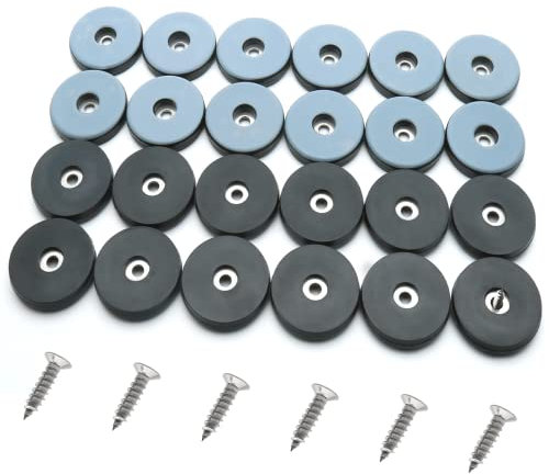 Rierdge 24 Stück Teflon-Möbelgleiter 3,8 cm runde Stuhlgleiter zum Anschrauben von Möbelgleiter für Hartholzböden, Teppichböden, Fliesenböden (graues Blau)