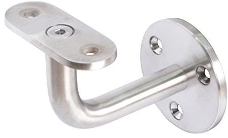 PRIOstahl Handlaufhalter Handlauf Wandhalter Handlaufstütze - 2 x Handlaufträger Flach an die Wand zum Anschrauben an Vierkantrohr mit 3-Loch Befestigung aus Edelstahl V2A Geländer Rohr Treppe