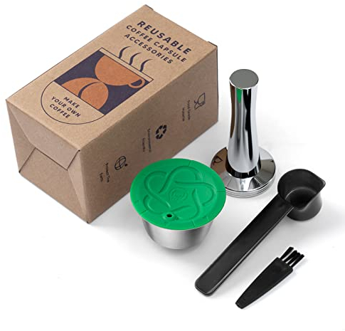 RECAFIMIL Dolce Gusto Wiederverwendbare Kaffeekapseln, Nachfüllbare Kaffeepads aus Edelstahl mit reichhaltiger Sahne für Dolce Gusto Kaffeemaschinen, 1 Kapsel + 1 Tamper