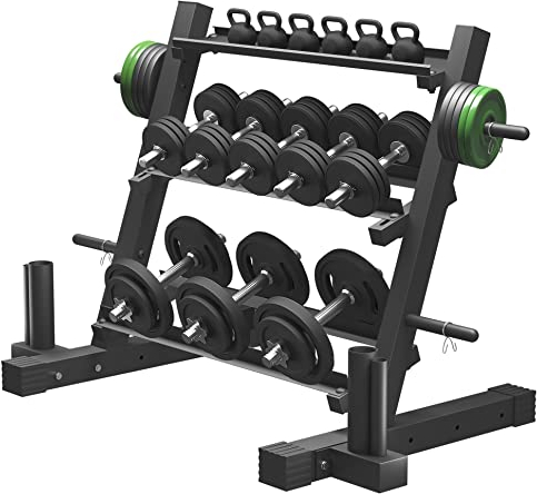 Hantelablage Fitness 3 Etagen Hantel Hantelständer Schwerlast Multifunktionaler Hantelständer für Home Gym Geeignet für Aufbewahrung von Hantel, Hantelscheiben und Curlstange