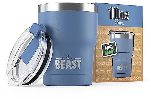Greens Steel Beast Tumbler – 300 ml (10 oz), Cielo In Tempesta | Bicchiere termico in acciaio inox riutilizzabile con isolamento sottovuoto | Tazza da viaggio a doppia parete