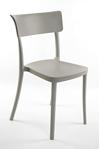 SARETINA - Sedia Polipropilene Colorata Design, da Esterno, Sala da Pranzo, Cucina e Bar - Impilabile - 9 colori (4, Tortora)
