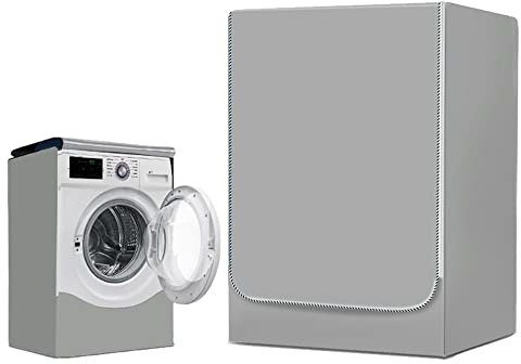 Highdi Waschmaschinenabdeckung Wasserdichter, Staubdicht Sonnenschutz für Frontlader Waschmaschine Staubdichte Staubdichte Abdeckung Waschmaschine Trockner Schutz (Kapazität 8~10kg,Silbergrau)