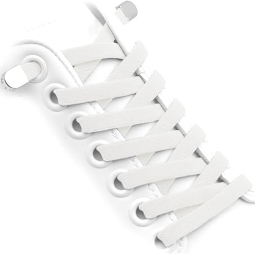 WEGOODZF Flat Elastic Shoe Laces: 2 Pairs 8MM Wide No Tie Stretchy Shoelace | Tieless, Stretchy, One Size Fits All, Easy Installation, for Kids Adults