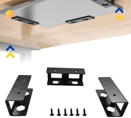 Niciksty Under Desk Laptop Mount with Screw, Metal Under Desk Shelf Holder for Laptop, Mac Mini, MacBook, Keyboard for Devices Less Than 2.7cm Thick (Black)