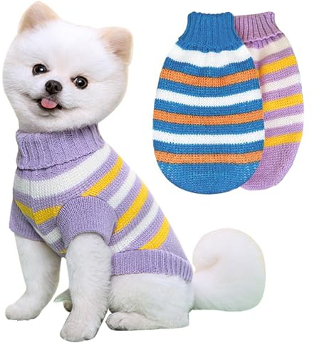 KASESSS 2Pezzi Maglione Cane, Maglioncino Taglia Piccola, Maglia Cappottino Lavorato a Maglia, Inverno Dolcevita Costumi, Caldo Vestiti per Cani Piccoli Gatti