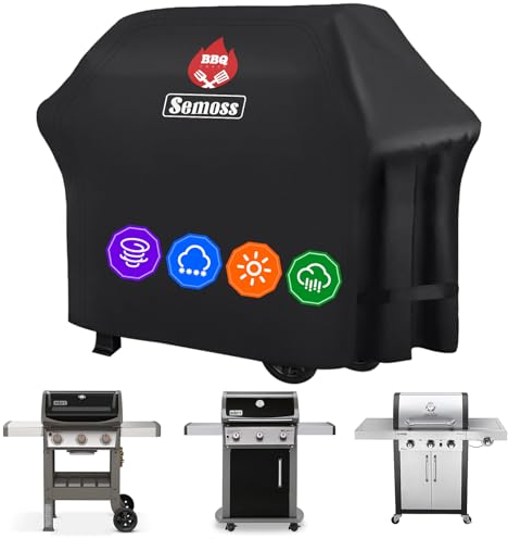 Semoss Grillabdeckung Wetterfest 132 cm - 7106 Grill Abdeckung Wasserdicht Schutzhülle für Weber Spirit E310,E315,E330,Spirit ii E310,Heavy Duty Weber Spirit Hülle Abdeckhaube,132L x 66W x 109 H cm