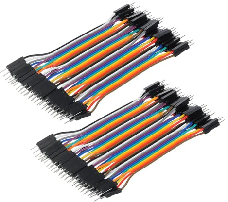 sourcing map Male to Male 40Pin Breadboard Jumper Wire 2.54mm Pitch Ribbon Cable 10cm Long Electronics Breadboard Ribbon Cables for Breadboard Electronic Projects Pack of 2