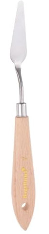 sourcing map No.7 Painting Palette Knife Stainless Steel Pointy Spatula Pallet Knife with Beech Wood Handle for Oil Acrylic Paint Canvas Mixing Spreading
