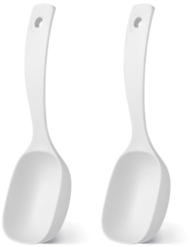 Kichvoe Rice Paddle Rice Spoon 2pcs Soup Ladle Plastic Serving Spoon Kitchen Rice Scooper Rice Spatula Soup Scoop Food Spoon for Home Restaurant