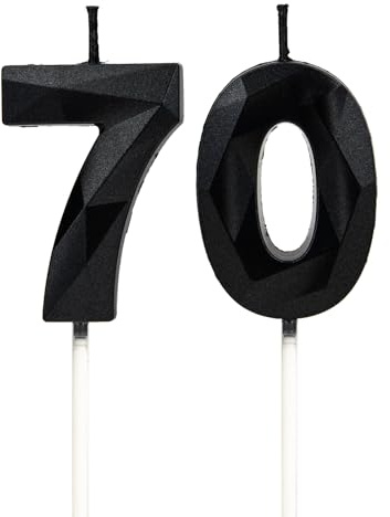 DTXLX Black Number 70 Birthday Candles Cake Decoration | 70th, Happy, Toppers, for, Parties, Weddings, Company, Anniversaries