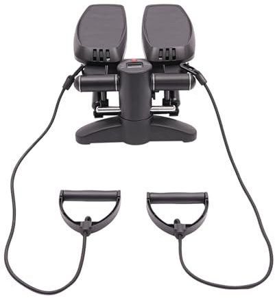 Tragbar Fitness Stepper, mit Power Ropes, Max Tragfähigkeit bis 150kg, Fitness Mini Stepper, Übung Stepping Machine, Up-Down Swing Stepper, Leise Swing Stepper für Home Office Workout Gym