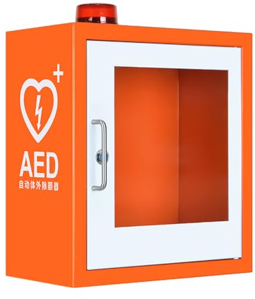 AED-Defibrillator-Aufbewahrungsschrank, an der Wand montierter Kunststoff-Herz-Defibrillations-Alarmkasten, Doppelschalter-Kontrollalarm, hochwertiger Stahl, umweltfreundlich, für Zuhause, Büro