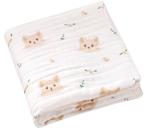 AOOPOO Babydecken 110 x 110 cm, Baby Pucktuch Musselin Decke 100% Baumwolle 4 Lagig Schlafdecken Puckdecke Süßer Druck Baby Swaddle Decke Tücher für Neugeborene Kleinkinder Junge Mädchen