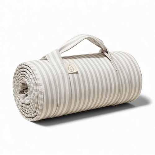 LIVLIG Grande couverture de pique-nique beige 140 x 200 cm avec rembourrage - Tapis de plage - Couverture de pique-nique imperméable