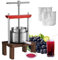 VEVOR YZQ-2L 0.53 Gallon/2L, 2 Stainless Steel Barrels, Manual Juice Maker, Cider Apple Grape Tincture Vegetables Honey Olive Oil Making Press with T-Handle & Stable Base for Kitchen, Home, Silver