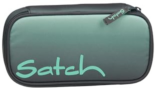 Satch Schlamperbox extra groß inkl. Trennfach Reißverschlussfach Stiftehalter Geodreieck Sichtfenster für Stundenplan Gradient Mint - Anthrazit